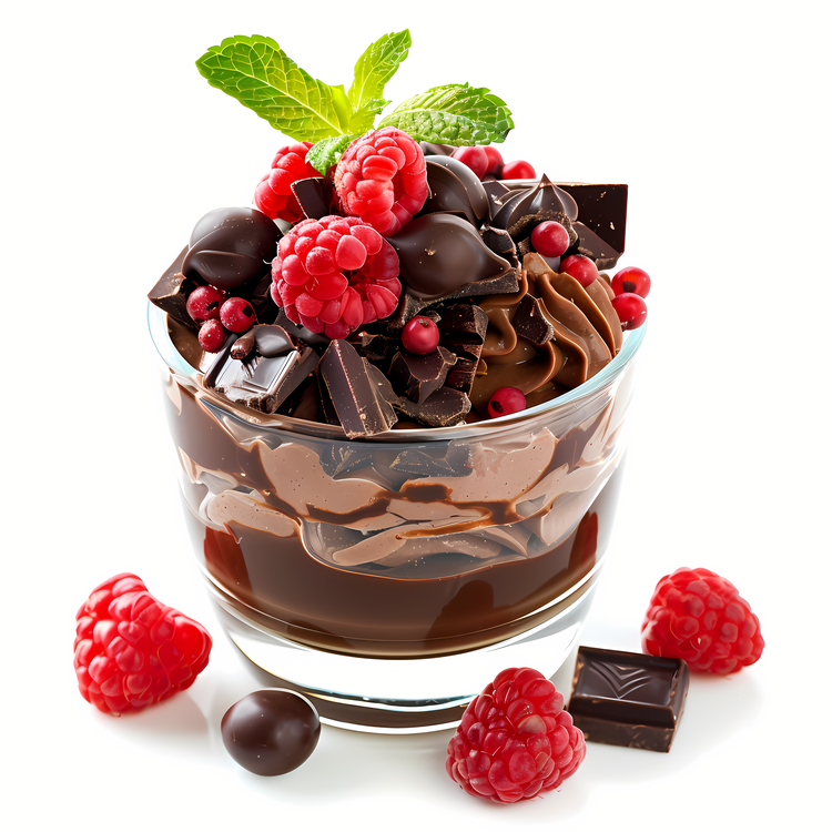 Chocolate Parfait,Chocolate Dessert,Raspberries