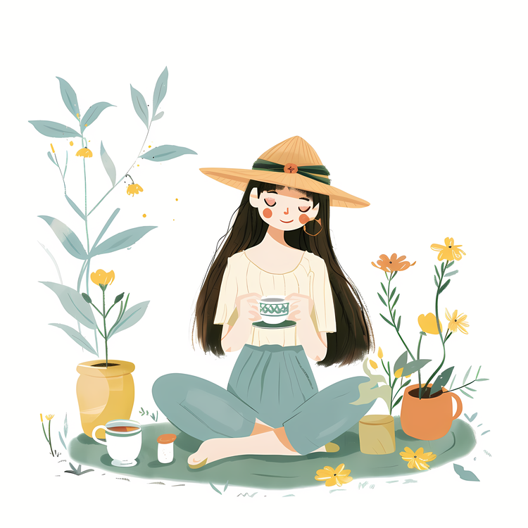 Spring Tea,Girl,Greenery