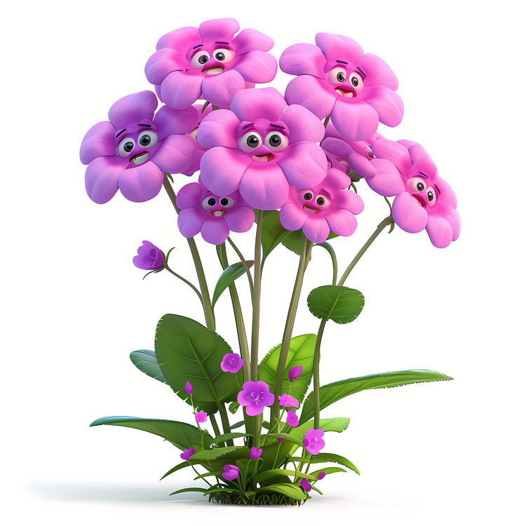3d Cartoon Flowers,Flower,Smiling Face