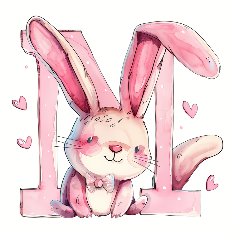 3d Cartoon Alphabet,Cute,Bunny