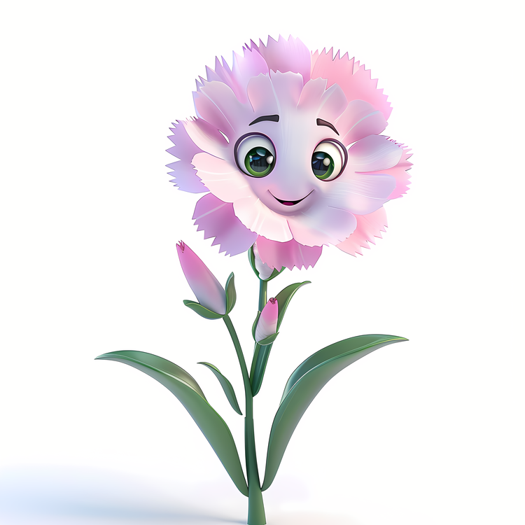 3d Cartoon Flowers,Pink Flower,Carnation