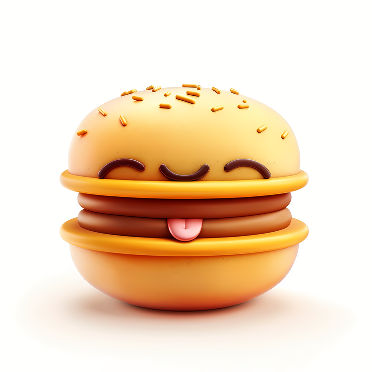 3d Cartoon Dessert,Happy Hamburger,Funny Burger