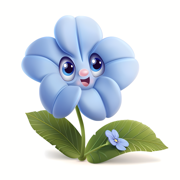 3d Cartoon Flowers,Blue Flower,Cute Flower