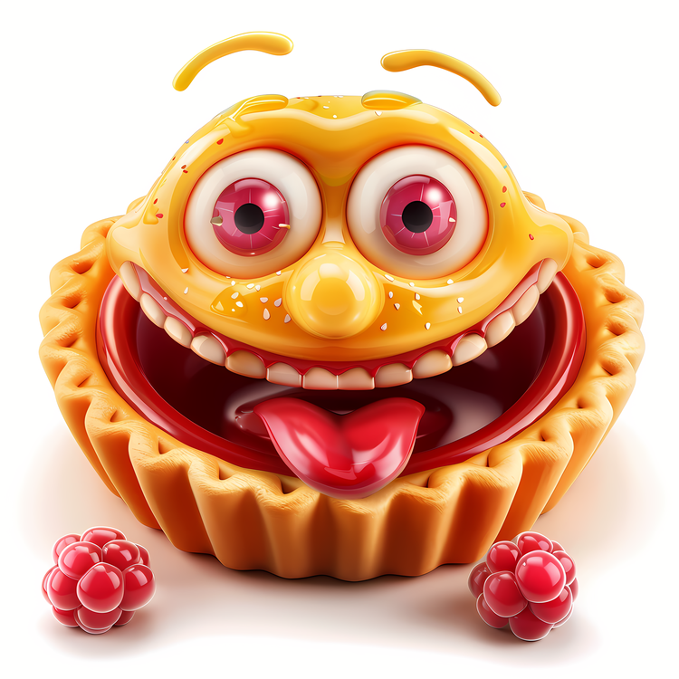 3d Cartoon Dessert,Smiling Pie,Cake With A Face