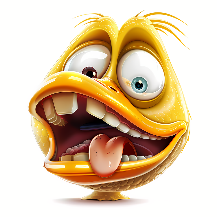 Emoji,Cartoon Duck,Fat Yellow Duck With A Big Smile