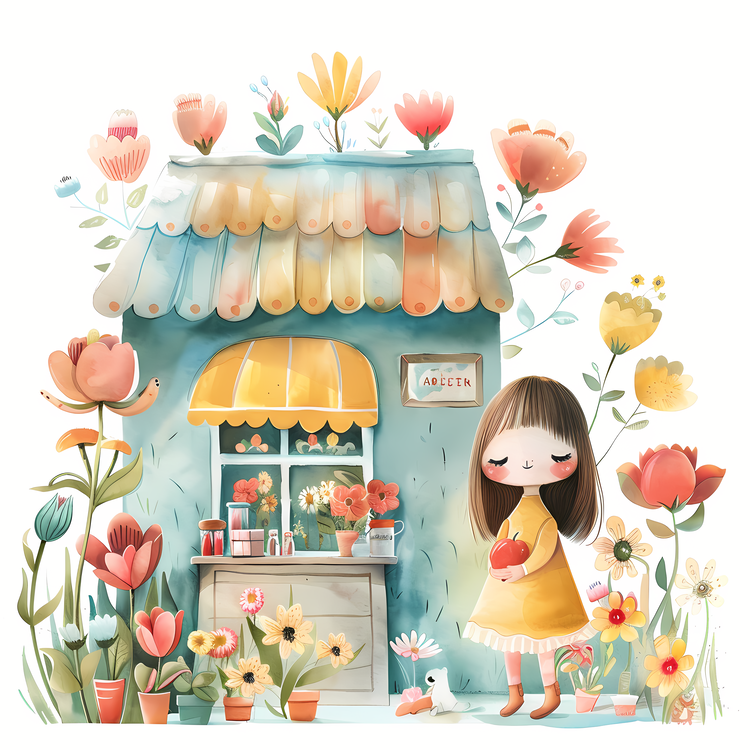 Spring Flower Store,Watercolor,Floral
