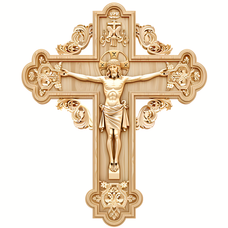 Orthodox Good Friday,Wooden Cross,Ornate