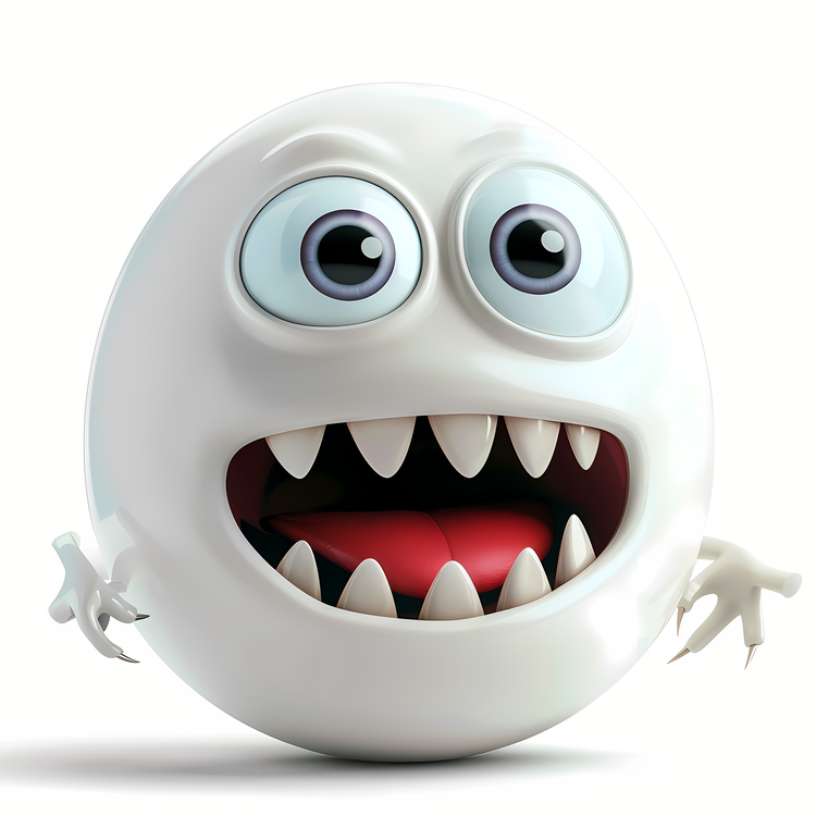 Emoji,White Egg With Teeth,3d Model Of A Smiling Egg