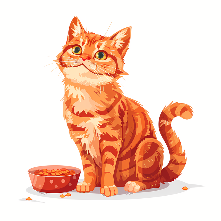 Cat,Orange,Food Bowl