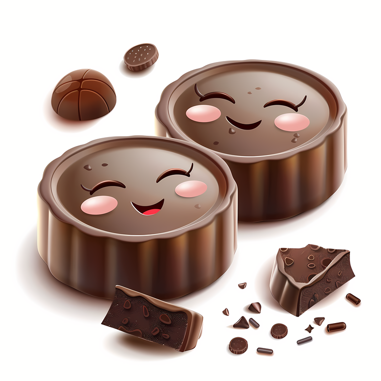 3d Cartoon Dessert,Chocolate,Smiling