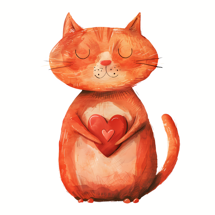 Cat,Heart,Orange
