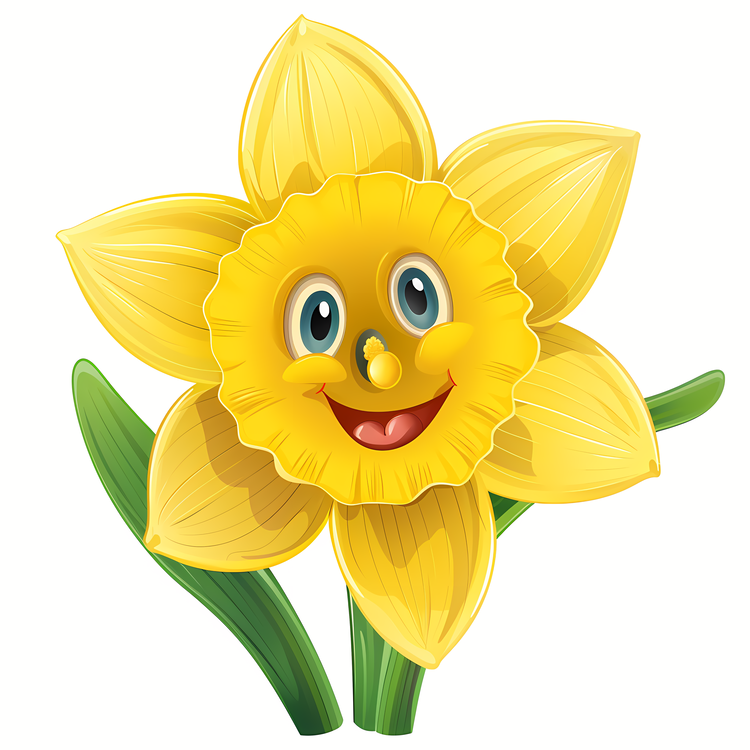 3d Cartoon Flowers,Smiling Daffodil,Laughing Flower