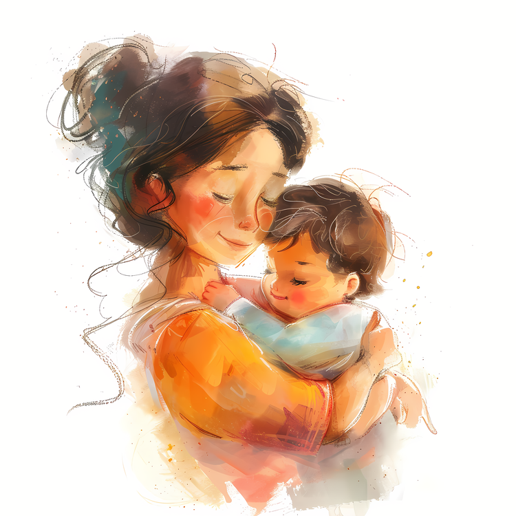 Mom,Embrace,Tenderly Hugging Child