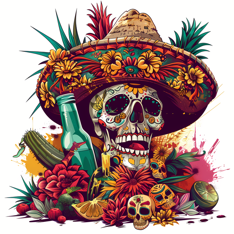 Cinco De Mayo,Skull,Mexican Hat