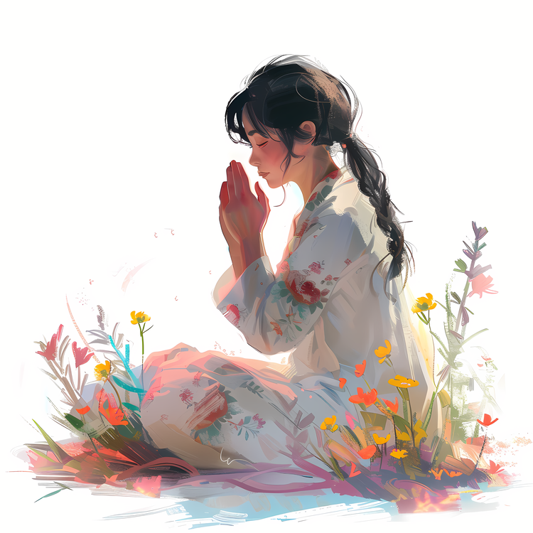 Day Of Prayer,Girl,In A Field Of Flowers