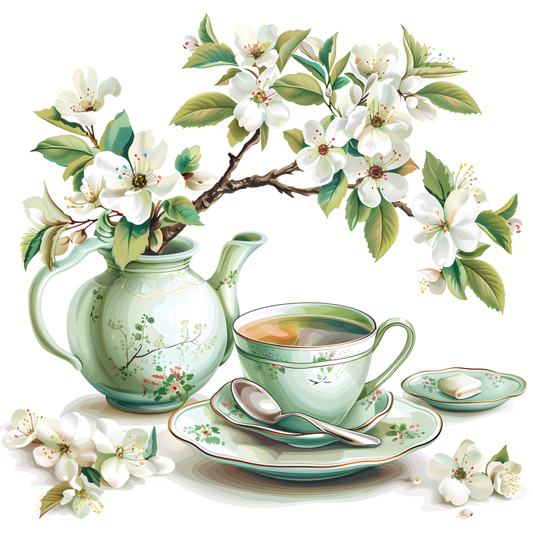 Spring Tea,Tea Set,Cup And Saucer