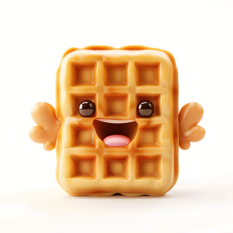 3d Cartoon Food,Waffle,Breakfast