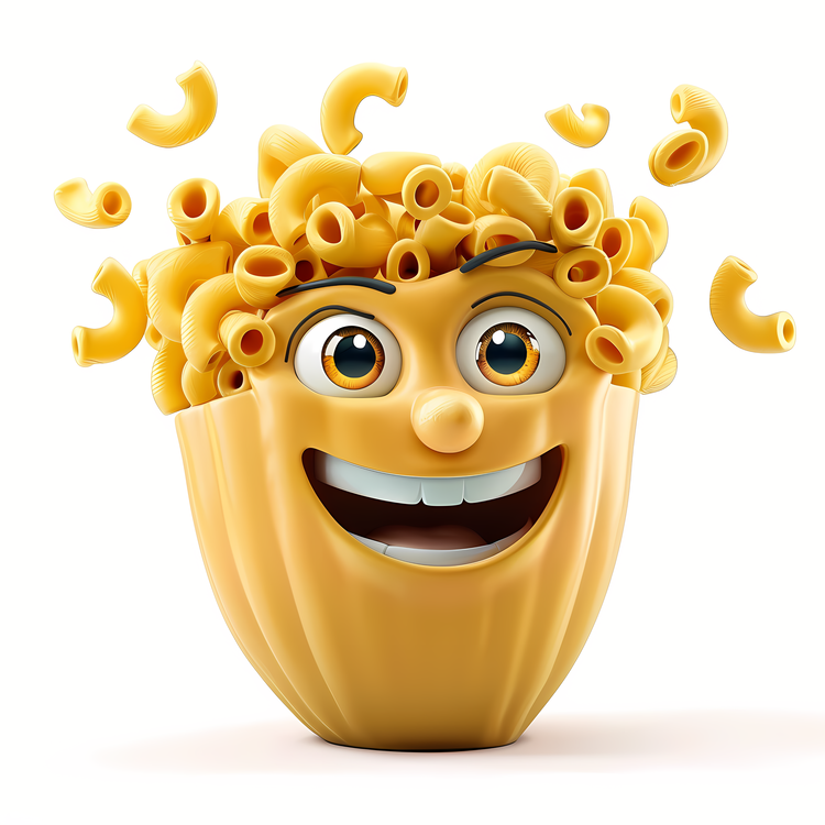 3d Cartoon Food,Pasta Face,Cheesy Smile