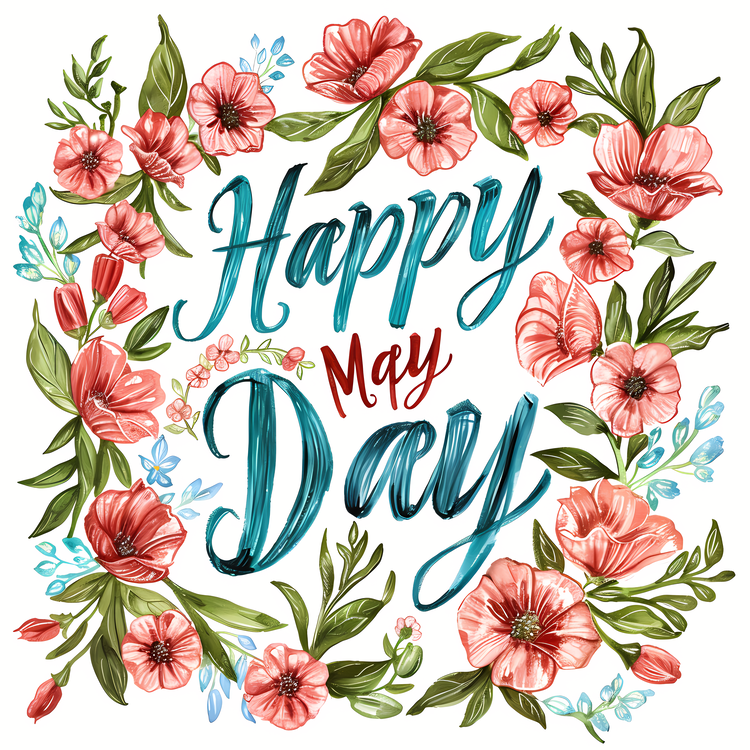 May Day,Happy May Day,Watercolor Flowers
