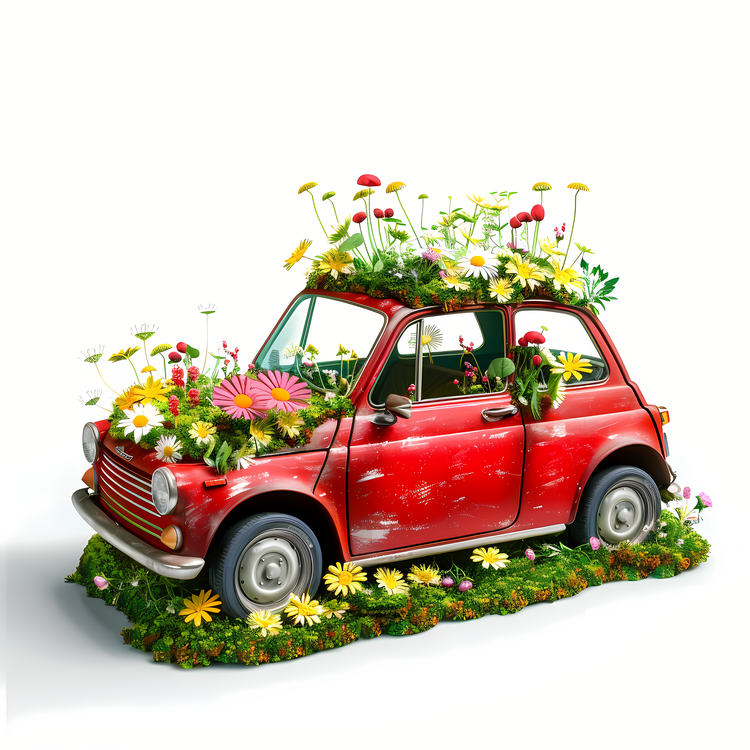 Spring Car,Flower Car,Flower Filled Car