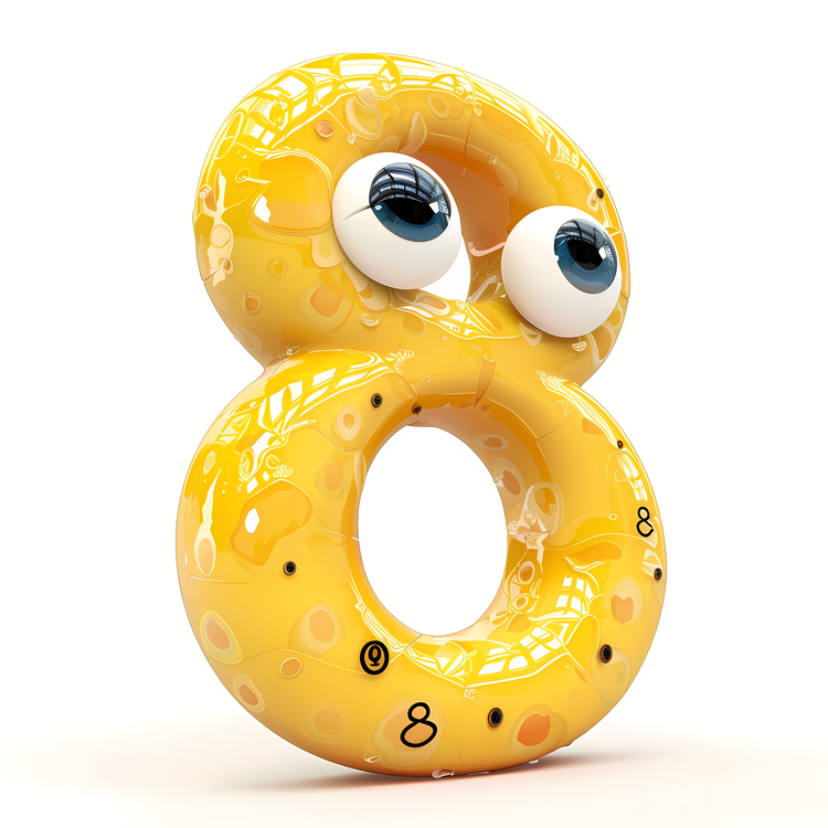 3d Cartoon Number,Cheese,Number Eight