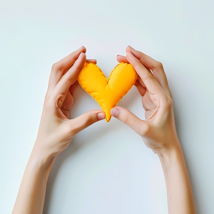 Emoji,Yellow Heart,Human Hands