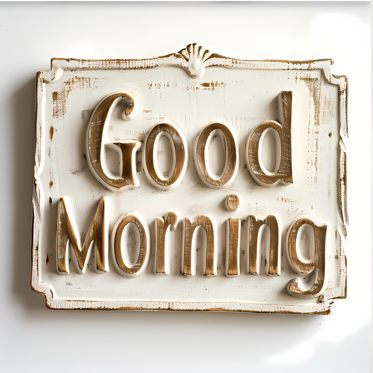 Good Morning,Wooden Sign,White