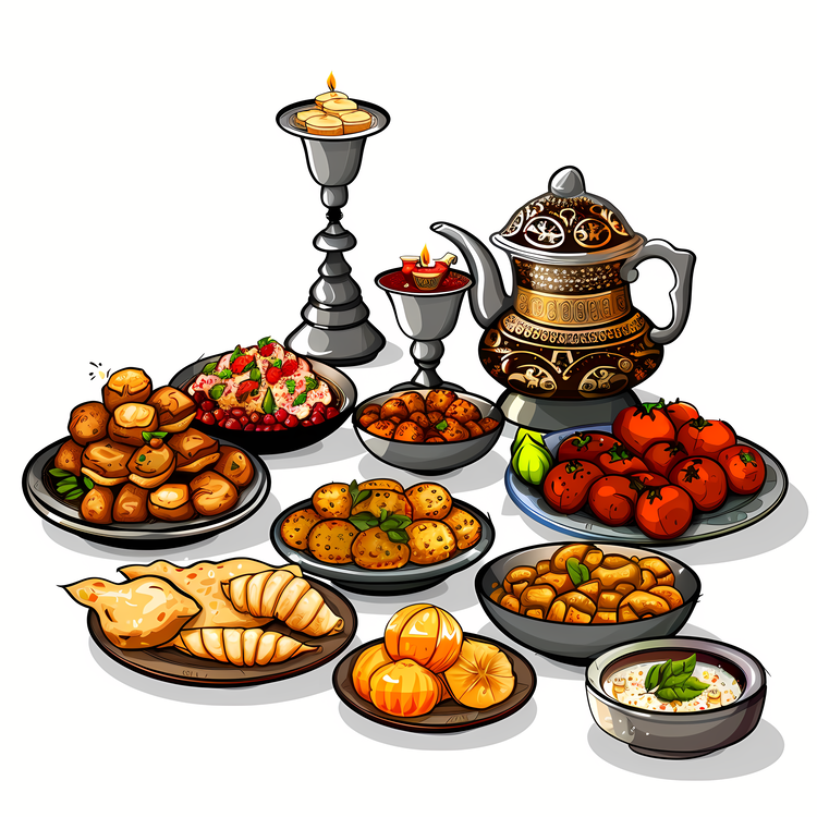 Ramadan Feast,Food,Plates