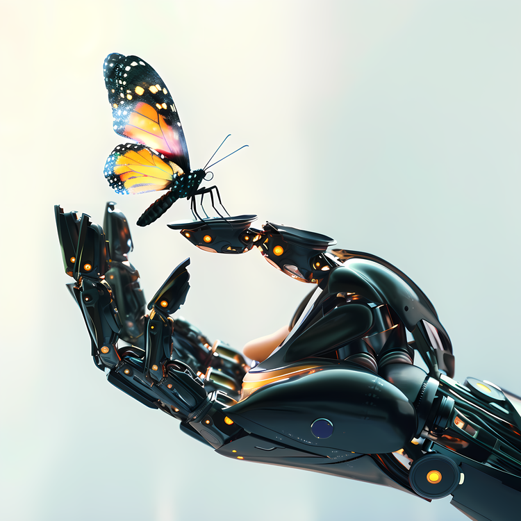 Robot Hand,Butterfly,Futuristic Robotic Hand