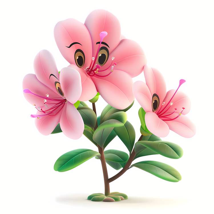 3d Cartoon Flowers,Pink Flowers,Flower Plant