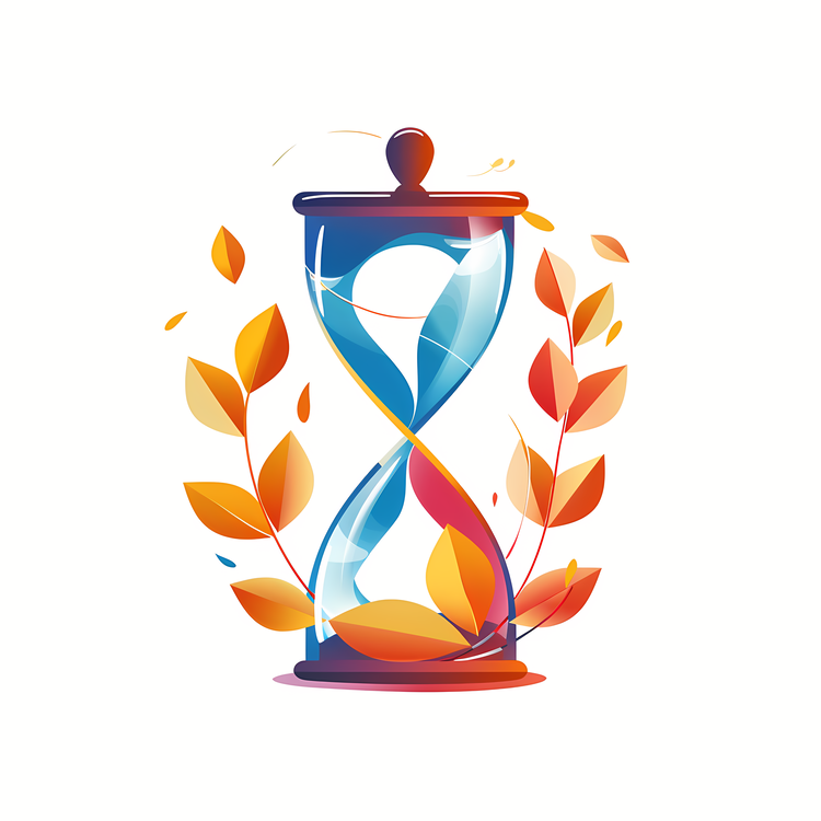 Renewal Day,Hourglass,Colorful Leaves