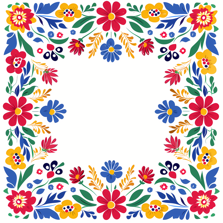 Cinco De Mayo,Floral Frame,Ornate Border