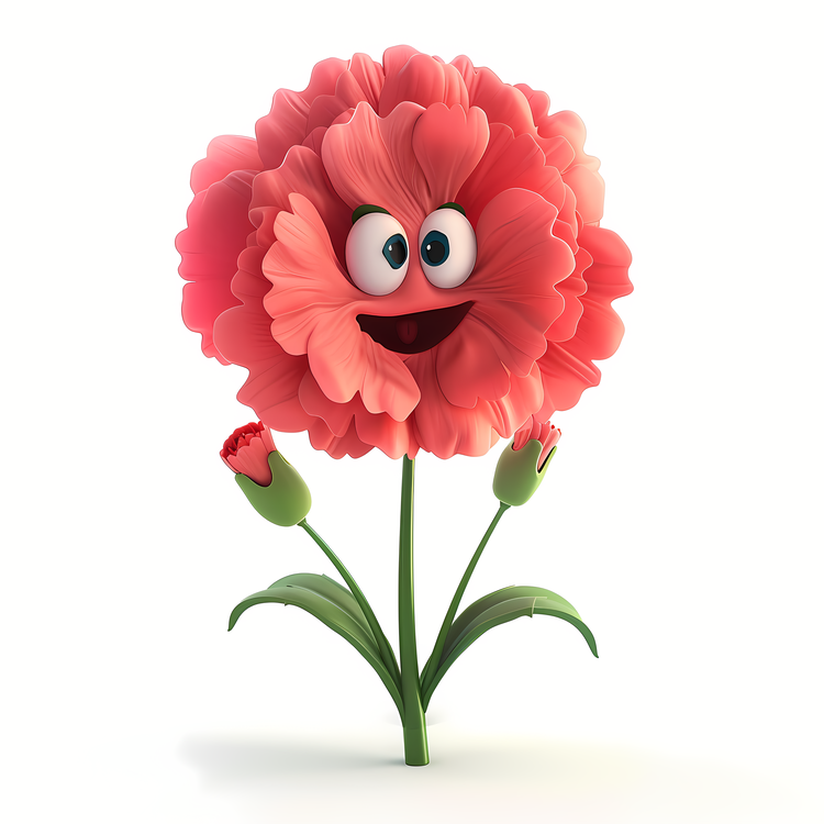 3d Cartoon Flowers,Pink,Carnation