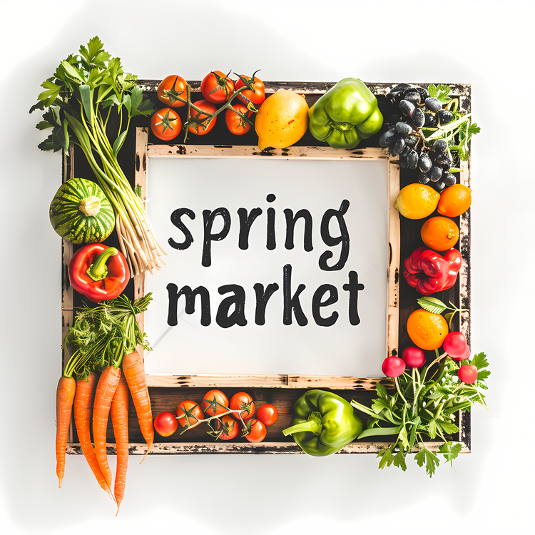 Spring Market,Fresh Produce,Vegetables And Fruits