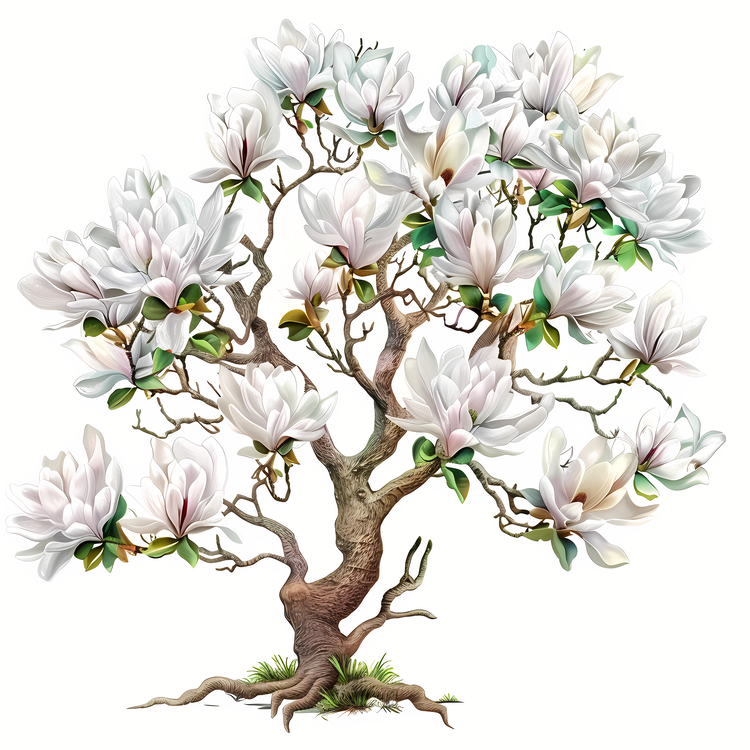 Magnolia Tree,White Flowers,Tree