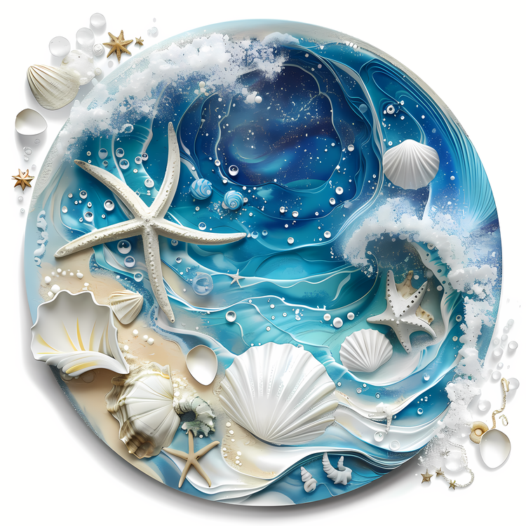 Watercolor Painting,Mermaid,Seashells