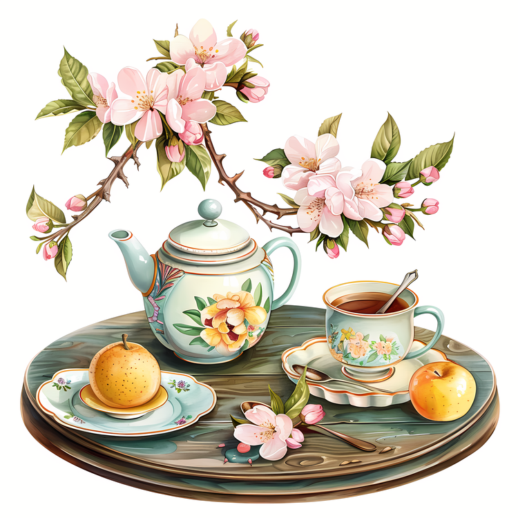 Spring Tea,Tea Set,Flowers