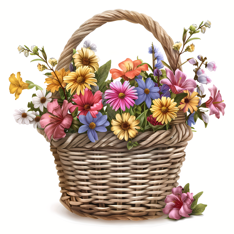 May Day,Flower Bouquet,Wicker Basket