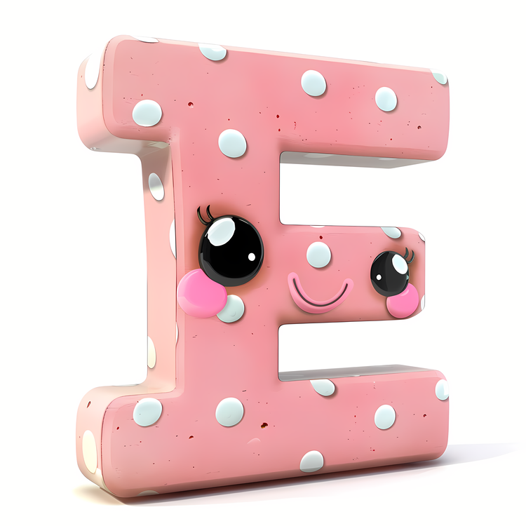 3d Cartoon Alphabet,Pink,Polka Dots