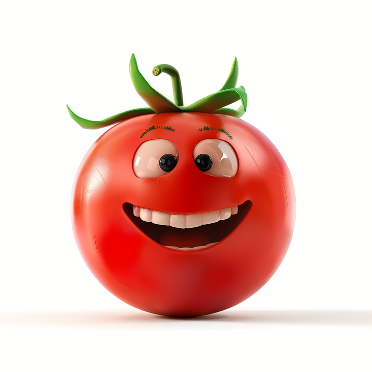 3d Cartoon Vegetable,Tomatoes,Happy
