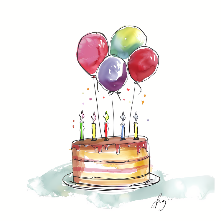 Birthday Wish,Watercolor,Birthday Cake
