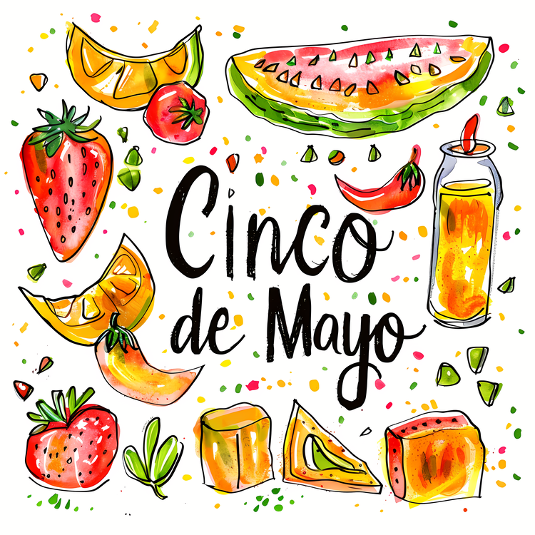 Cinco De Mayo,Fruit,Watercolor