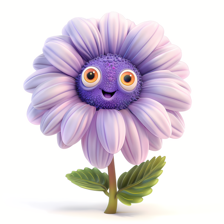 3d Cartoon Flowers,Cartoon Flower With Big Eyes,Flower With A Cute Face