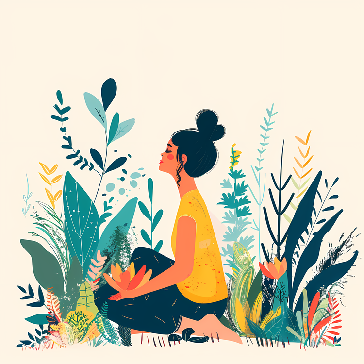 Garden Meditation Day,Woman Meditating In A Forest,Meditation In Nature