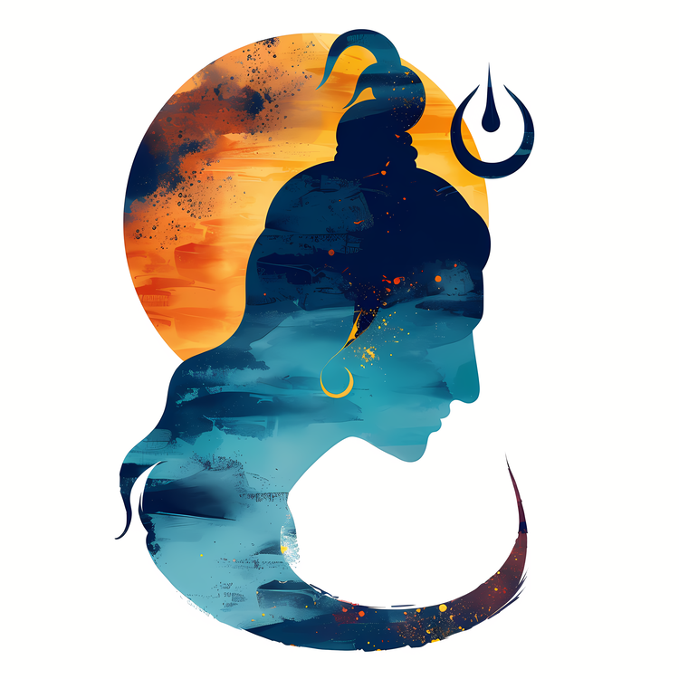 Shiva,Watercolor,Silhouette