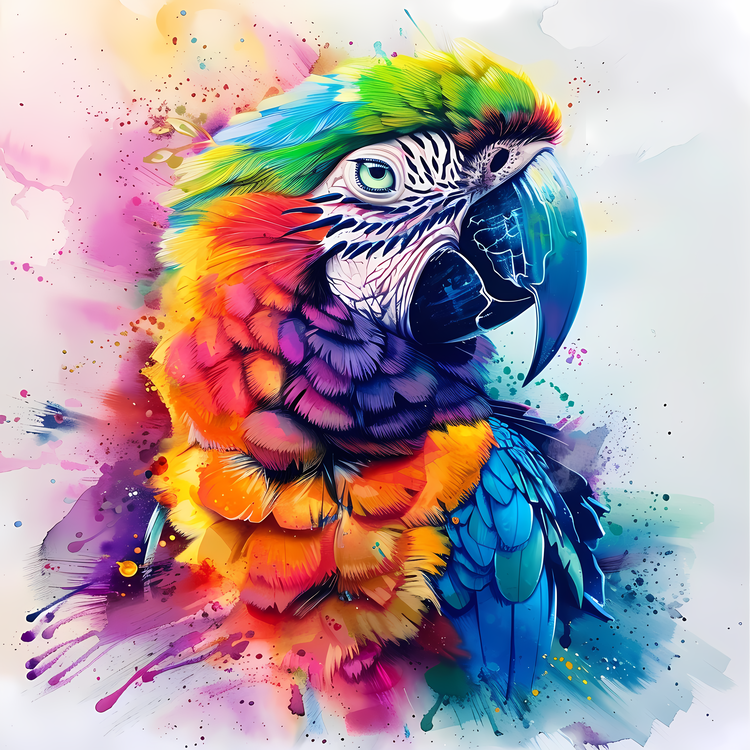 Animals,Parrot,Watercolor Painting