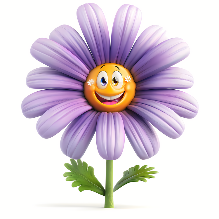 3d Cartoon Flowers,Happy Flower,Flower With A Smile