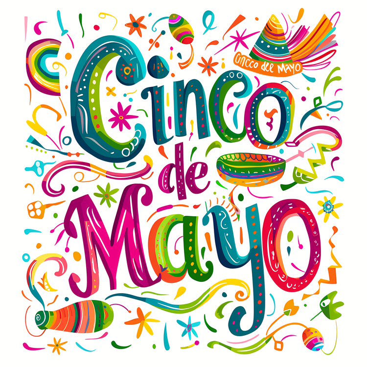 Cinco De Mayo,Mexican Party,Handwritten Words