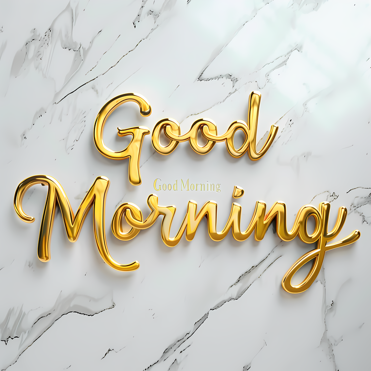 Good Morning,Golden Lettering On Marble,Elegant Design