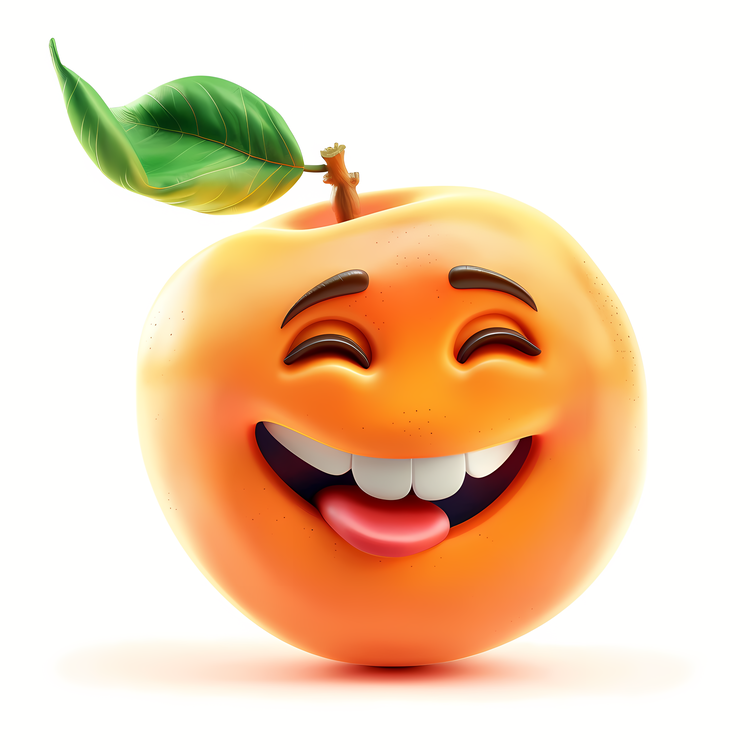 3d Cartoon Fruit,Smiling,Orange